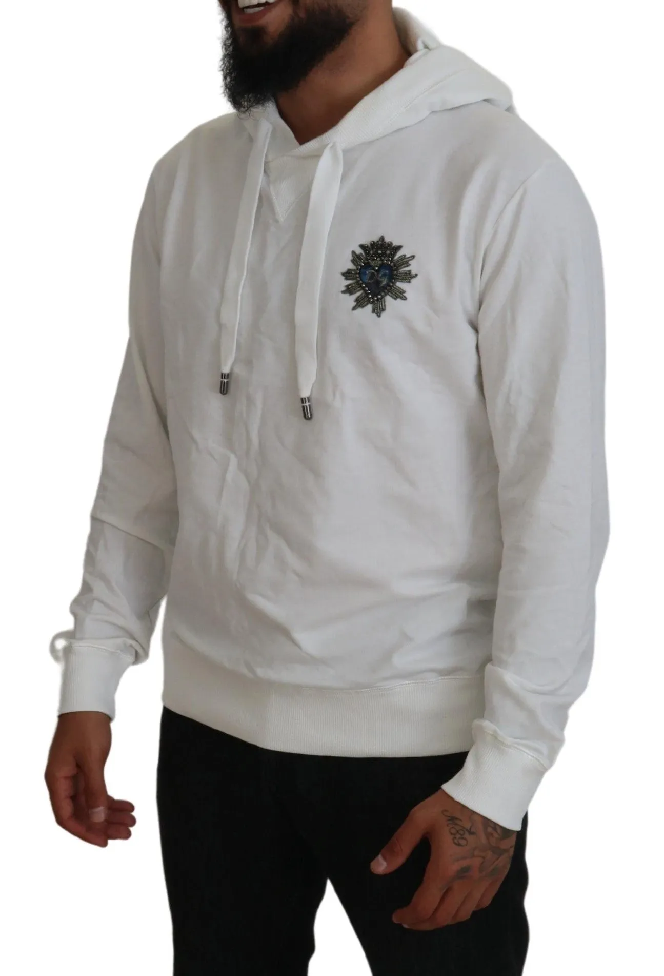 Elegant White Logo Hooded Sweatshirt sold by Louxly product image thumbnail 5