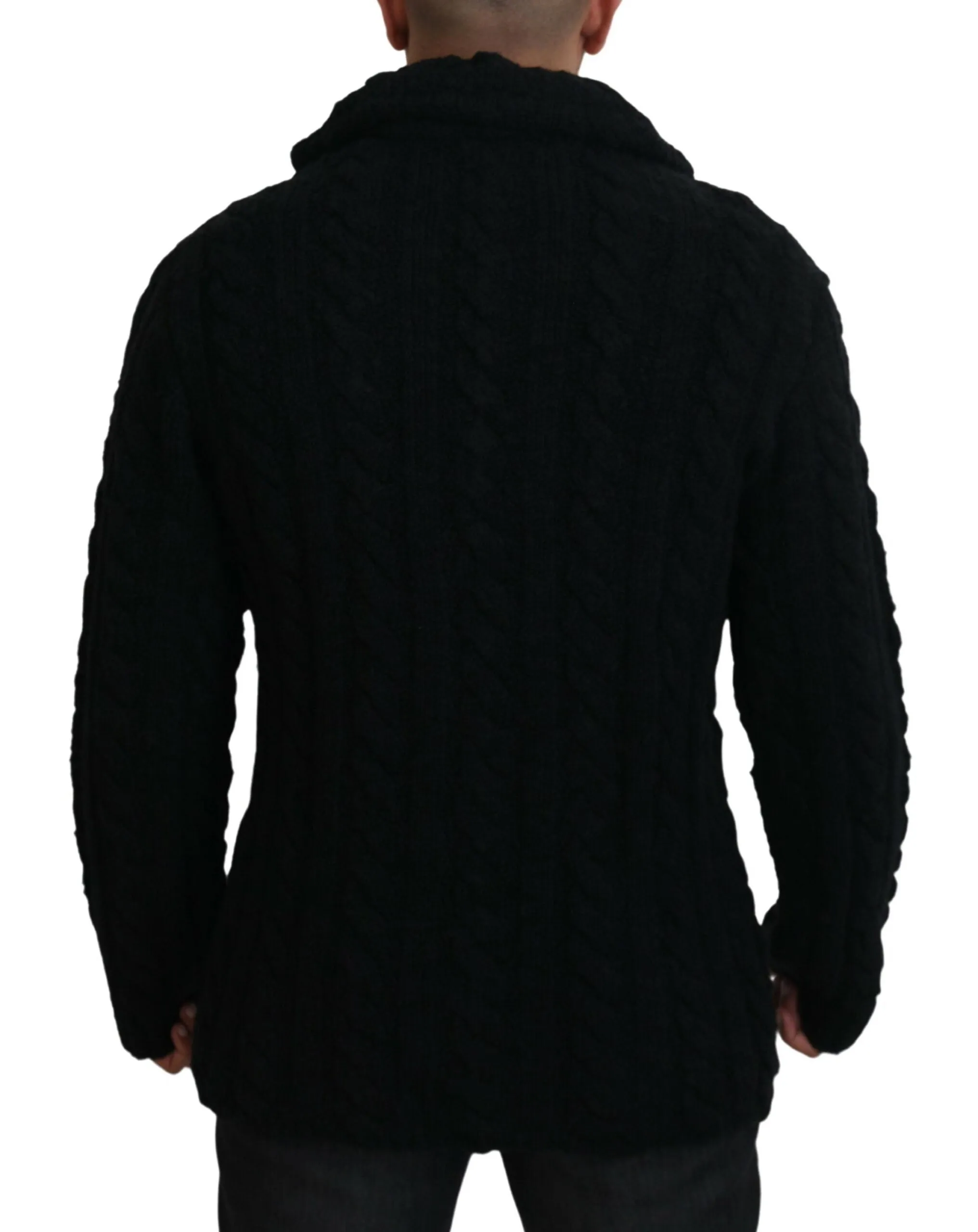 Elegant Black Wool-Cashmere Cardigan Sweater sold by Louxly product image thumbnail 3