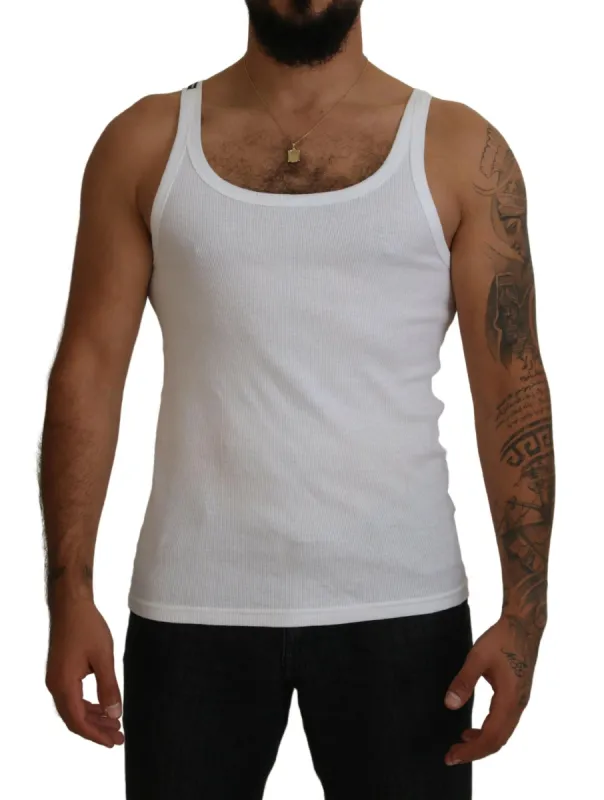Elegant White Sleeveless Tank T-Shirt sold by Louxly