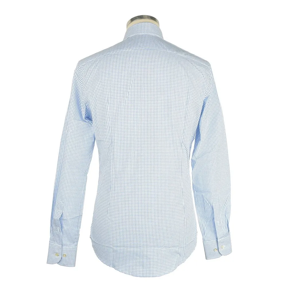 Elegant White & Blue Checked Milano Shirt sold by Louxly product image thumbnail 2