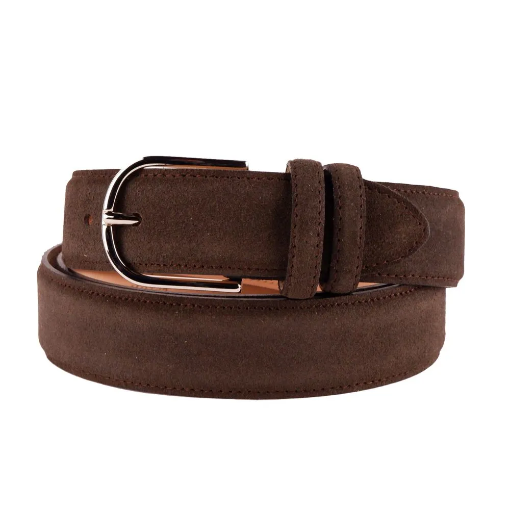 Elegant Brown Suede Calfskin Belt sold by Louxly