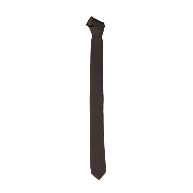 Elegant Slim Brown Silk Tie made by Louxly