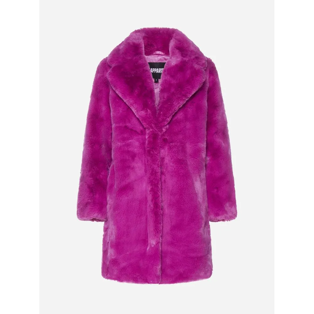 Chic Pink Faux Fur Jacket - Eco-Friendly Winter Essential sold by Louxly