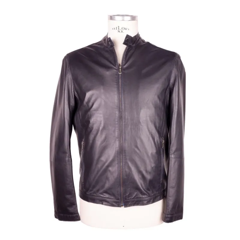 Sleek Black Genuine Leather Jacket sold by Louxly