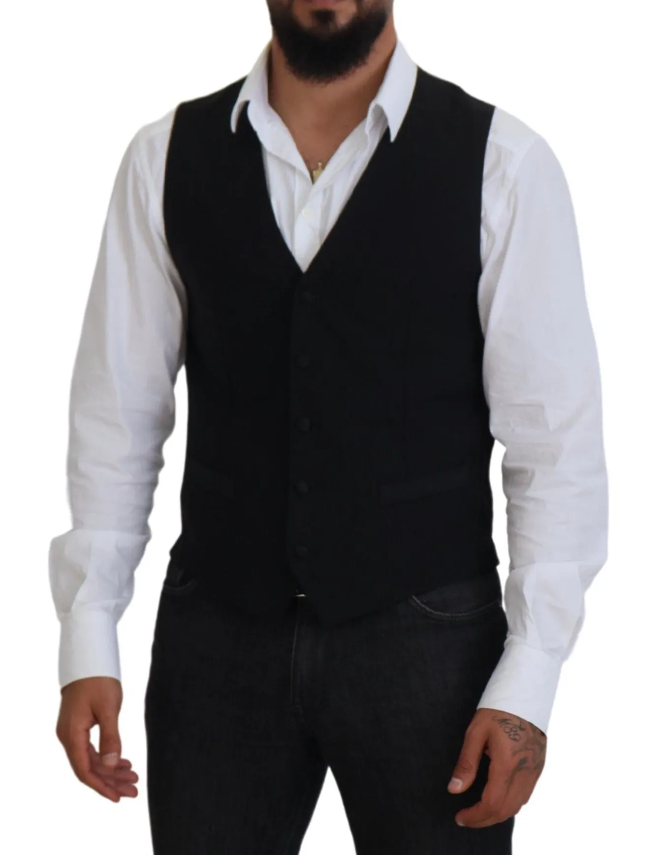 Elegant Black Formal Dress Vest sold by Louxly product image thumbnail 5