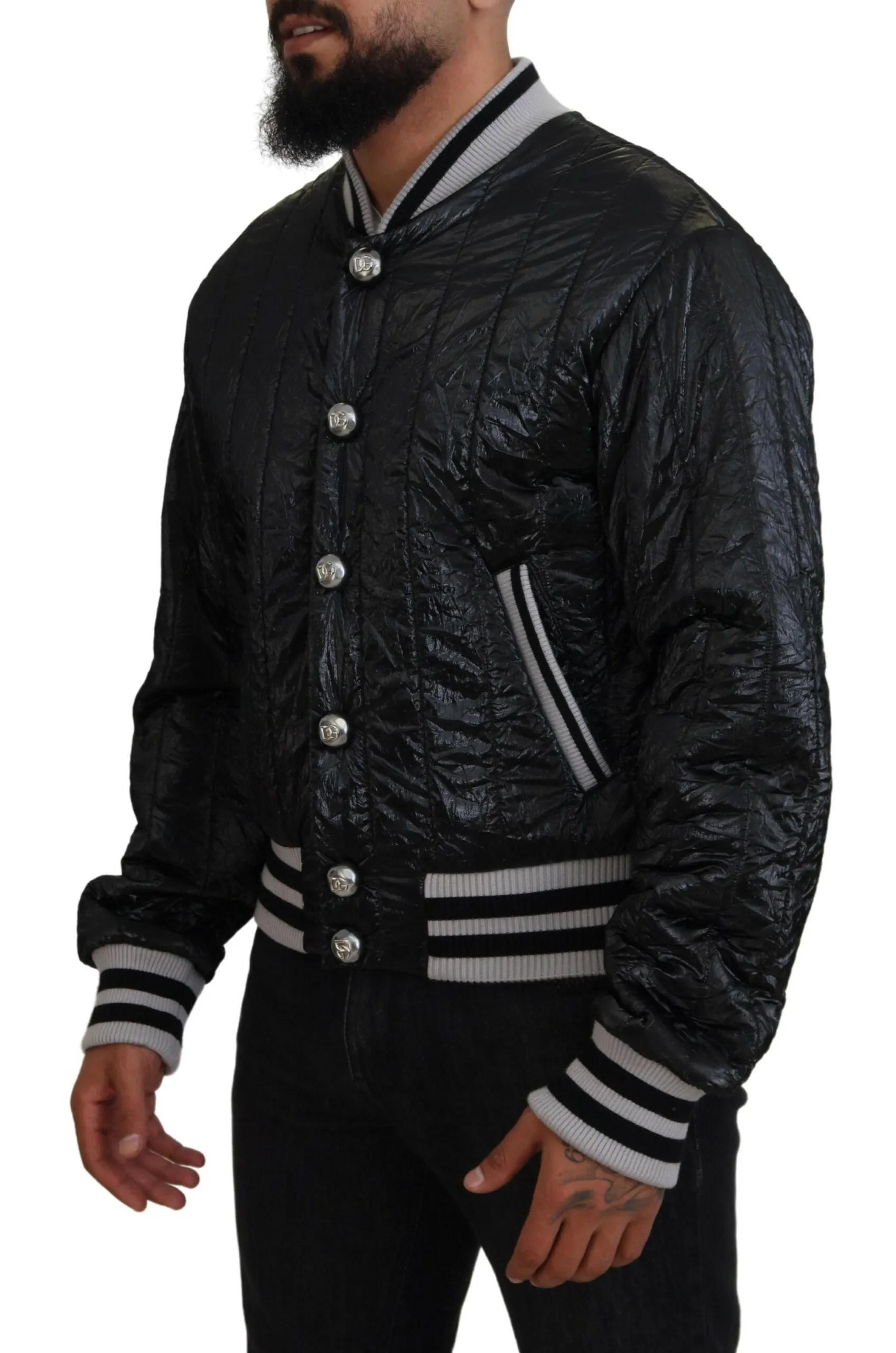 Sleek Black Bomber Jacket sold by Louxly product image thumbnail 2