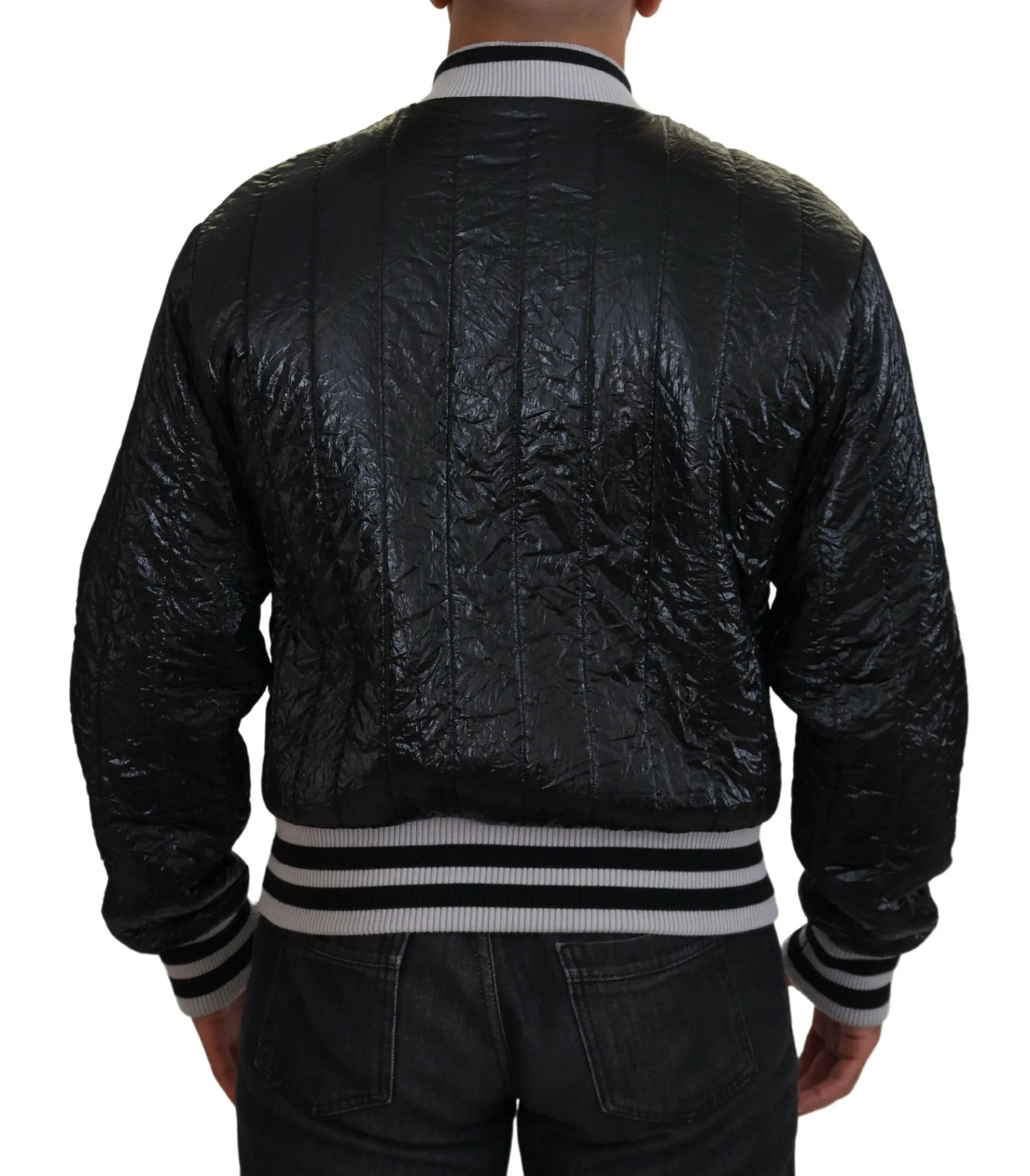 Sleek Black Bomber Jacket sold by Louxly product image thumbnail 3
