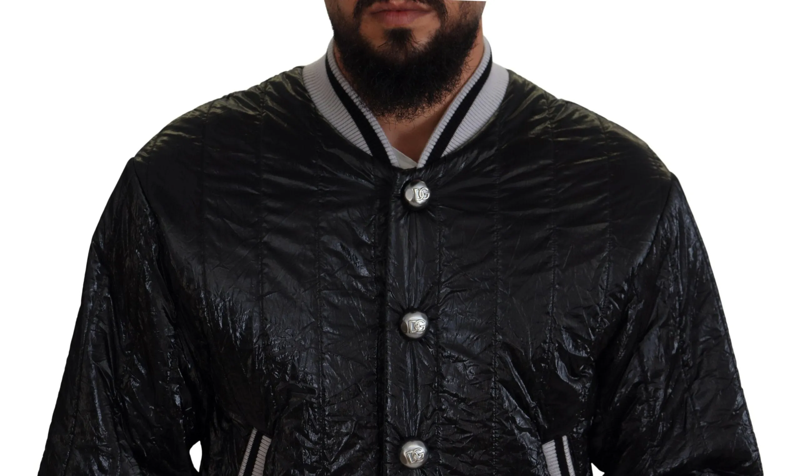 Sleek Black Bomber Jacket sold by Louxly product image thumbnail 4