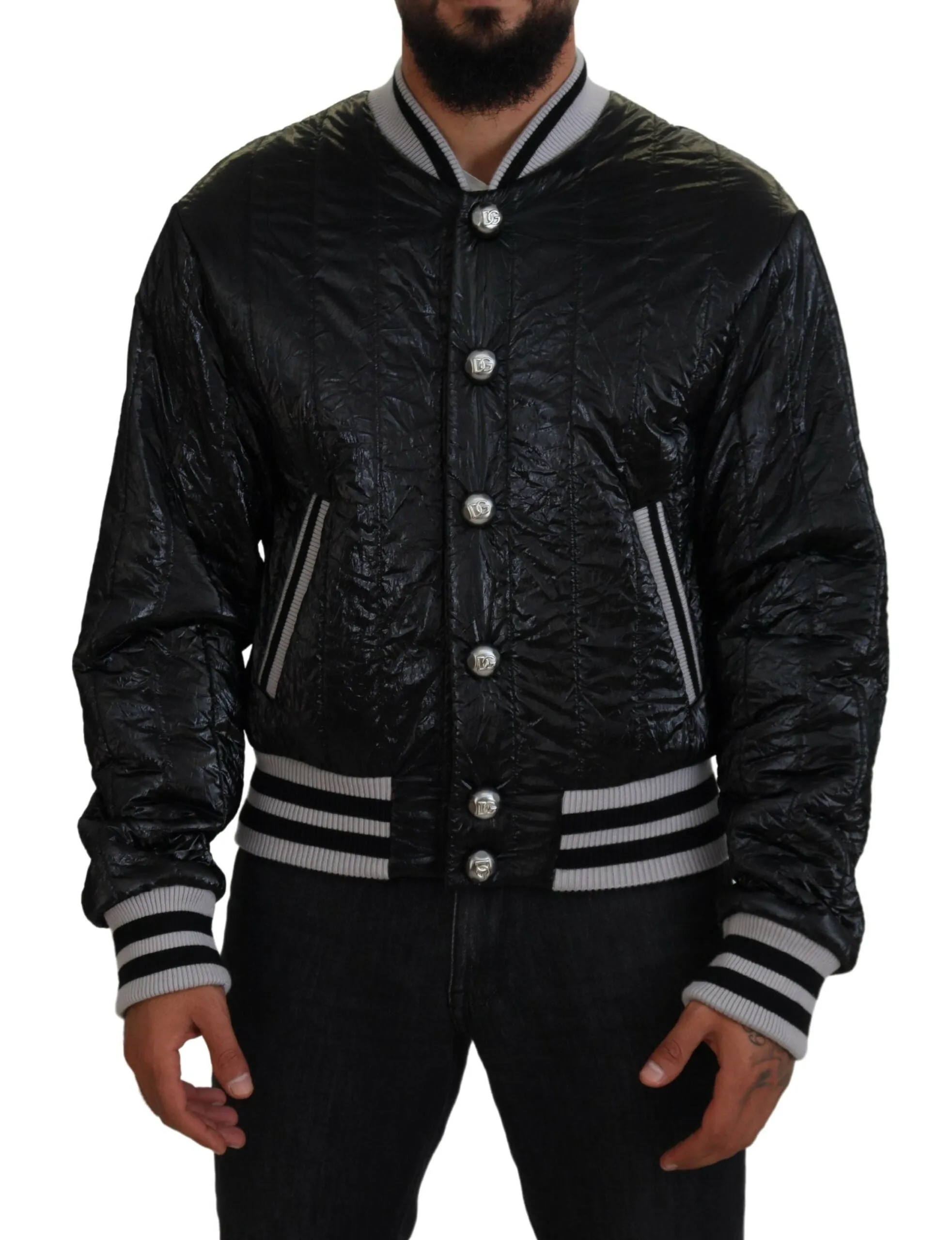 Sleek Black Bomber Jacket sold by Louxly