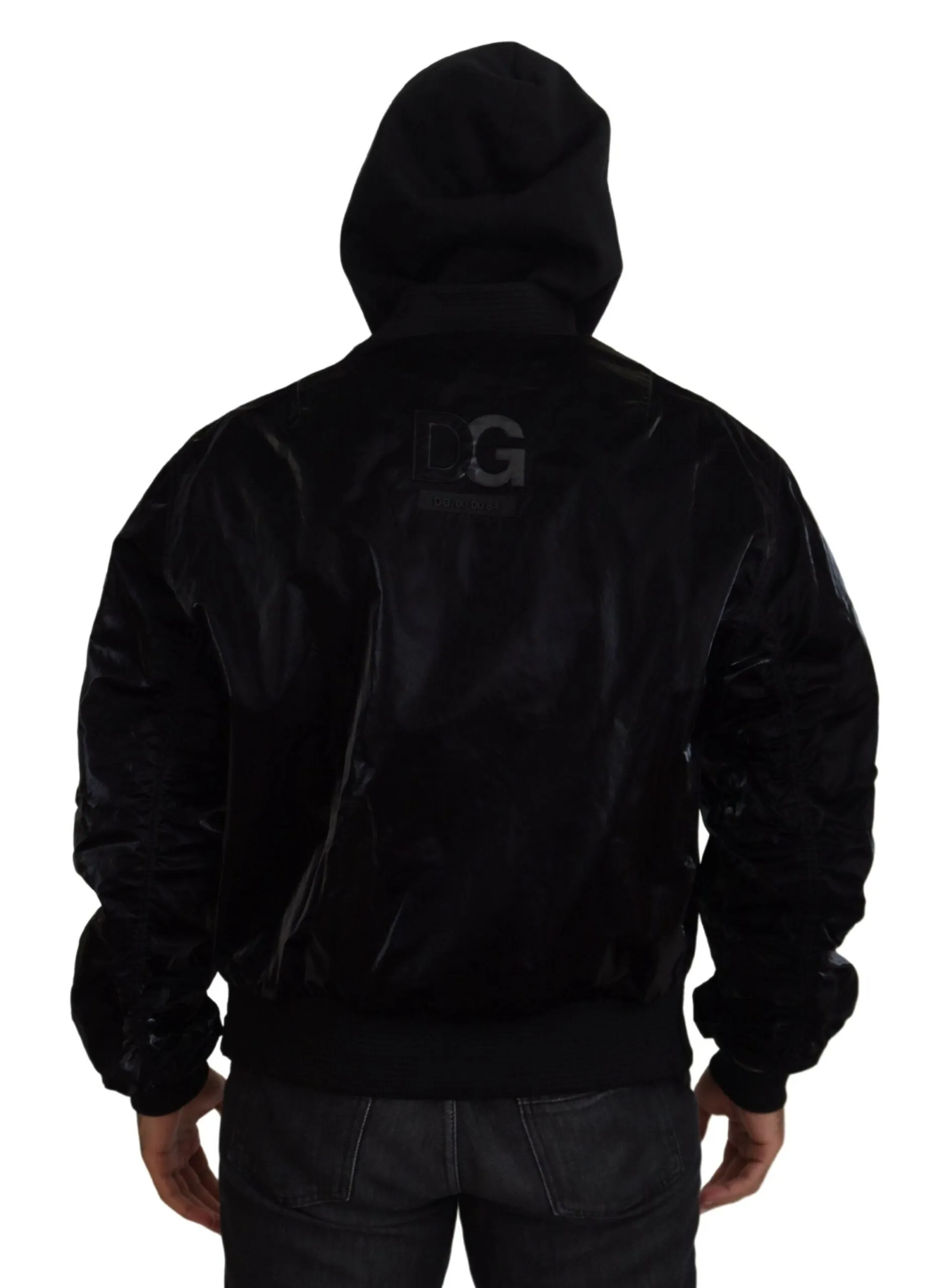 Elegant Black Bomber Hooded Jacket sold by Louxly product image thumbnail 3