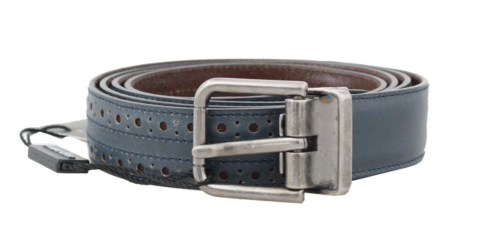 Elegant Blue Leather Men's Belt sold by Louxly