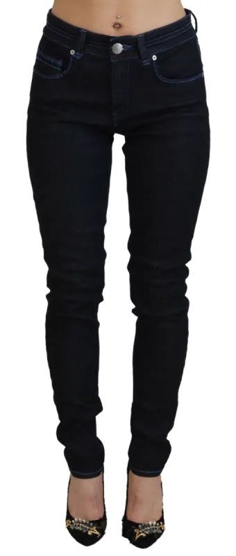Chic Slim-Fit Cotton Denim in Dark Blue sold by Louxly