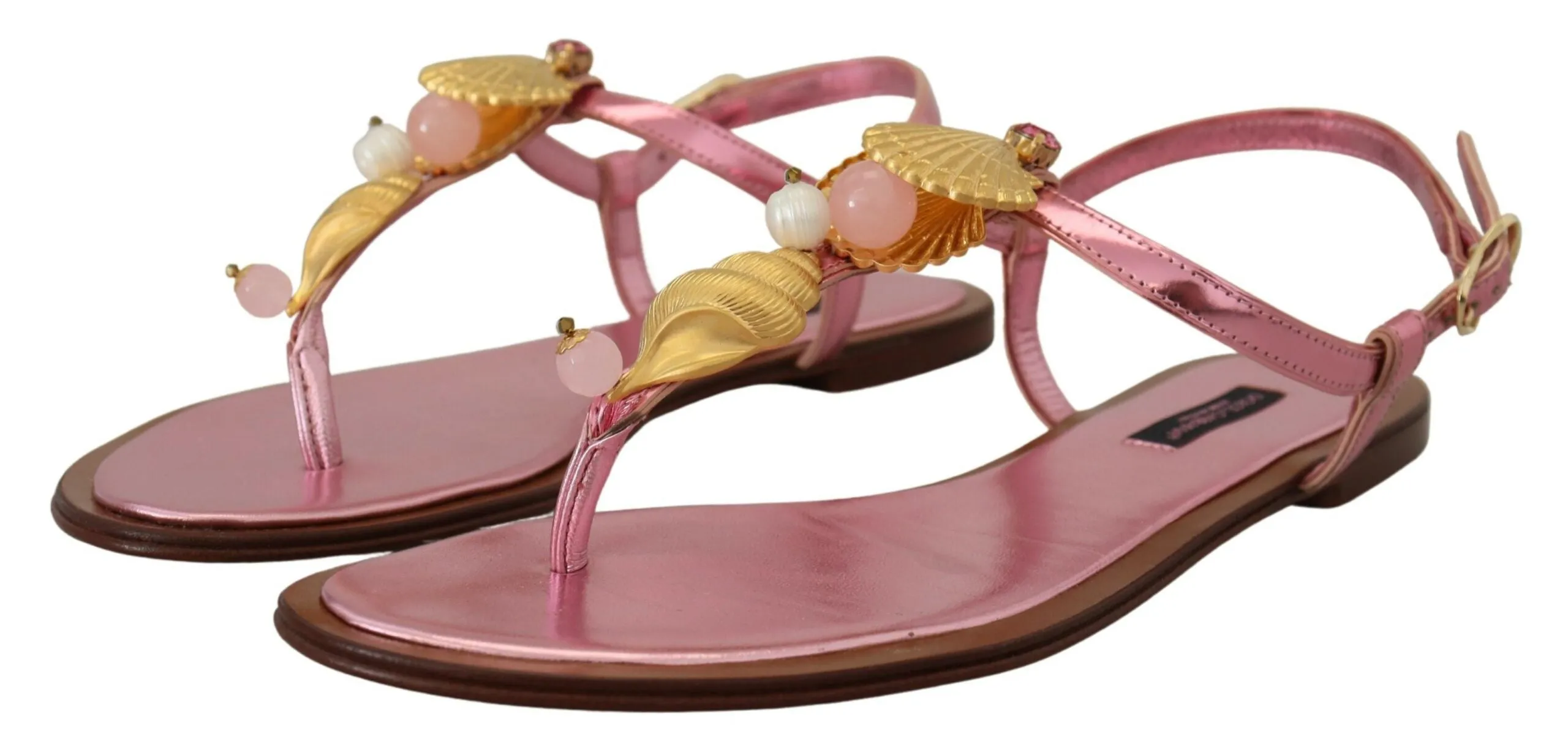 Chic Pink Leather Sandals with Exquisite Embellishment sold by Louxly product image thumbnail 3