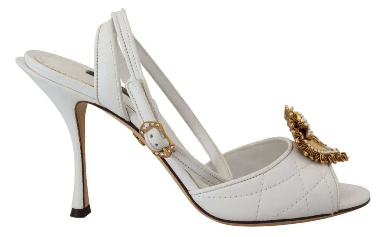 Devotion Embellished White Leather Stilettos sold by Louxly