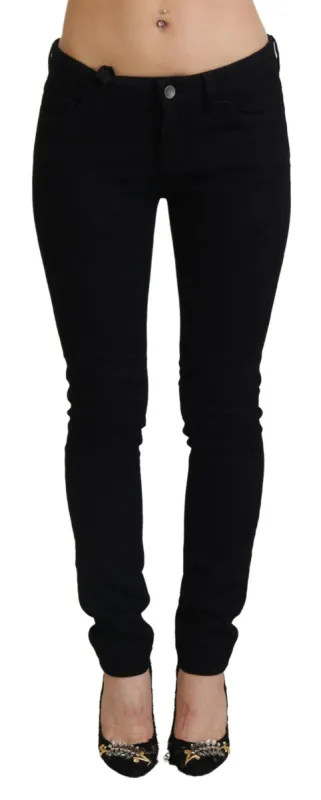Elegant Black Slim Fit Denim Masterpiece sold by Louxly