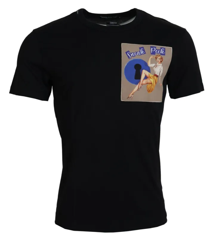 Chic Black Cotton Tee for the Modern Man sold by Louxly