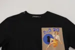 Chic Black Cotton Tee for the Modern Man sold by Louxly