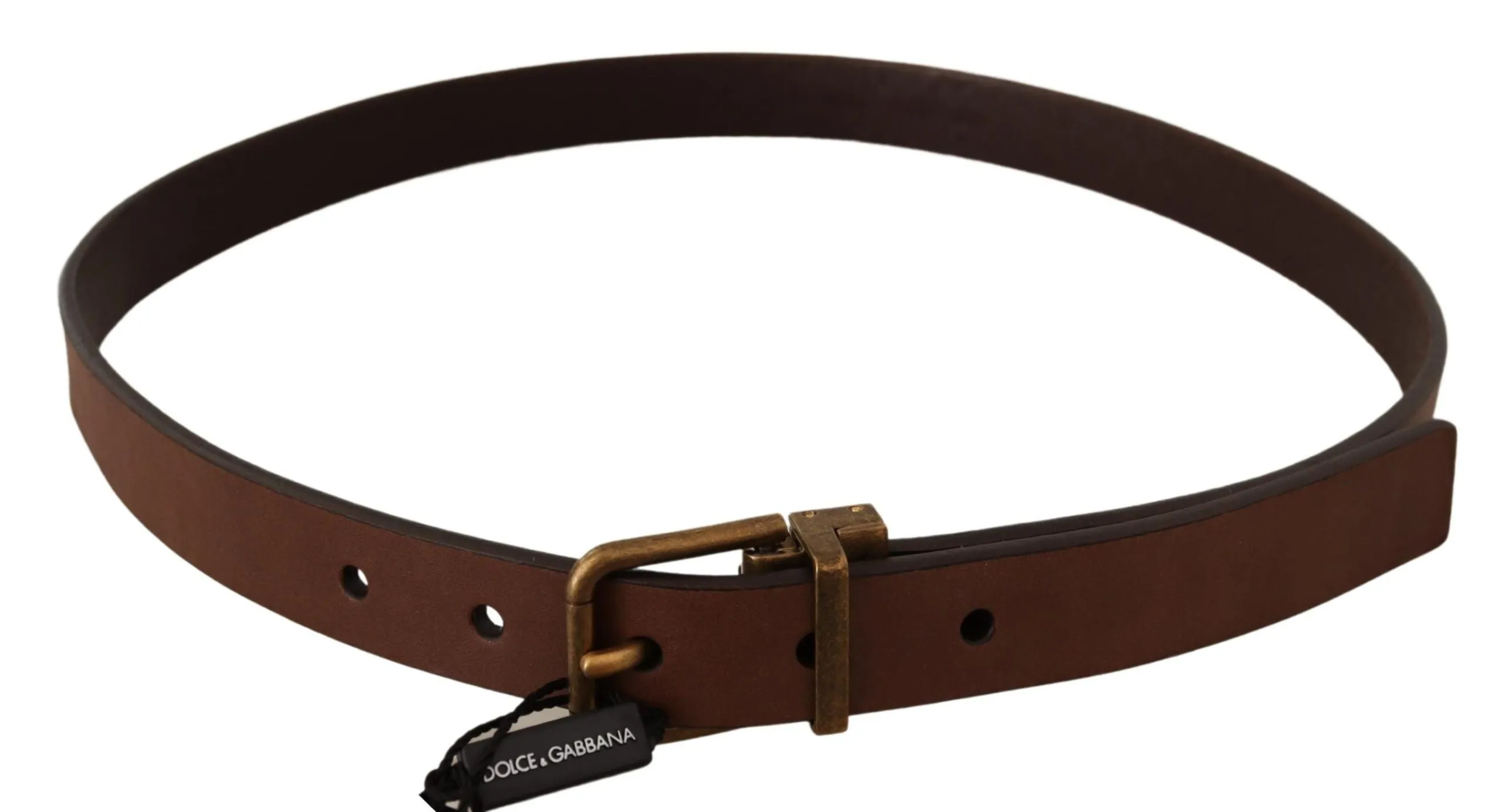 Elegant Brown Leather Belt with Gold Buckle sold by Louxly product image thumbnail 2