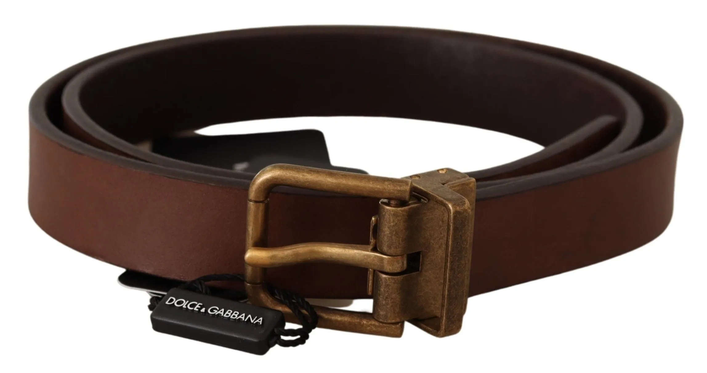 Elegant Brown Leather Belt with Gold Buckle sold by Louxly product image thumbnail 3