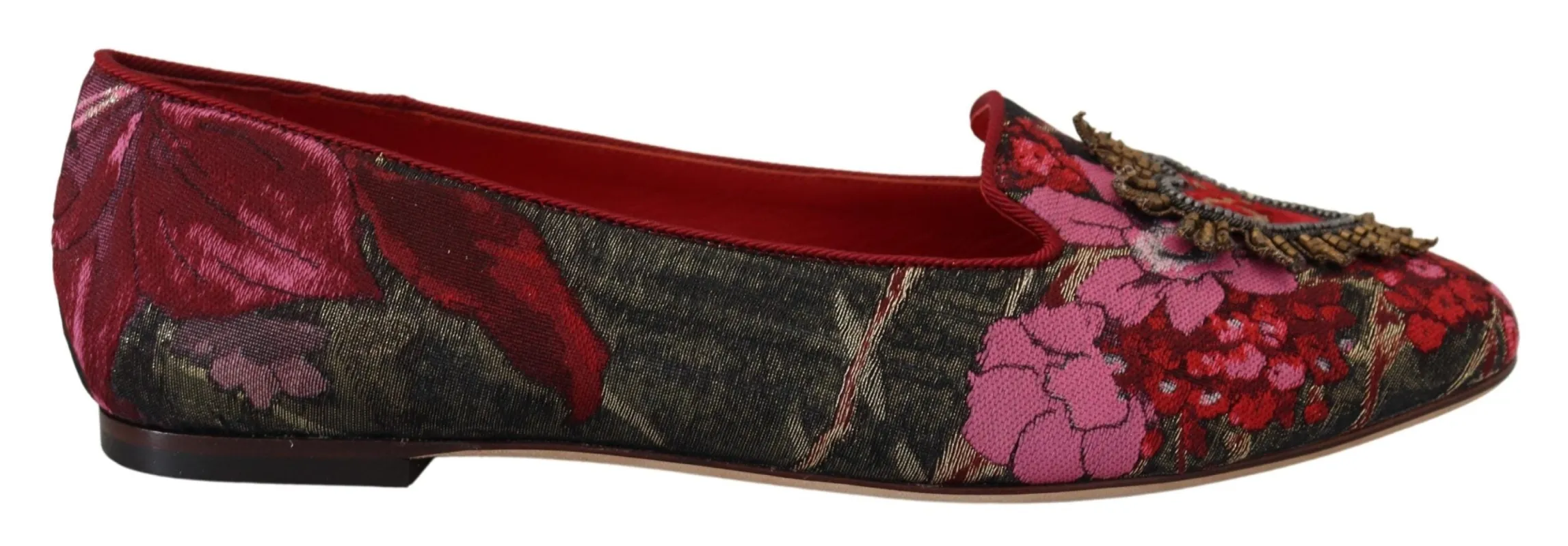 Multicolor Leather and Fabric Flats with Sacred Heart Patch sold by Louxly