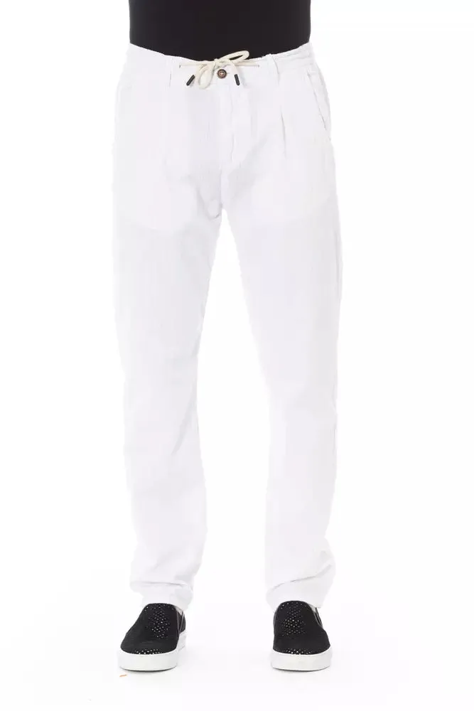 White Cotton Men Trouser sold by Louxly