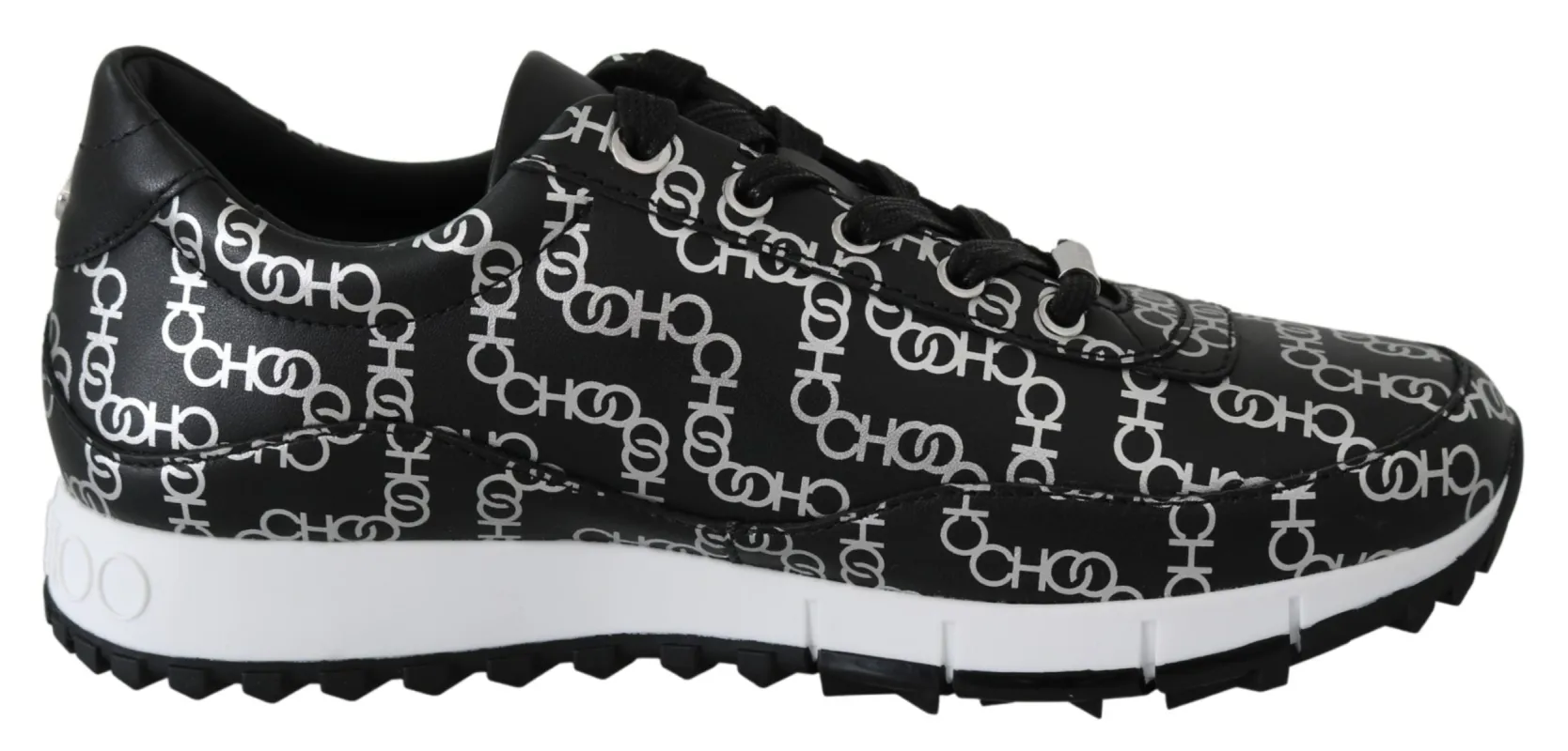 Elegant Black & Silver Leather Sneakers sold by Louxly