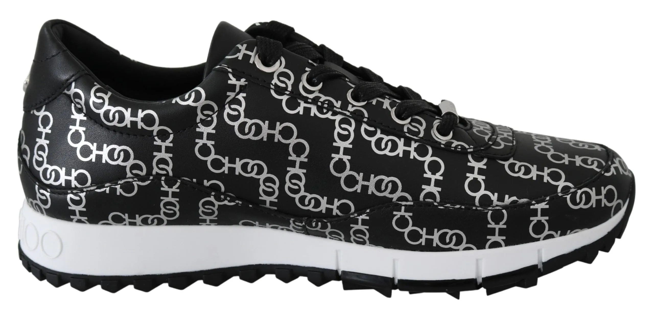 Elegant Black & Silver Leather Sneakers sold by Louxly