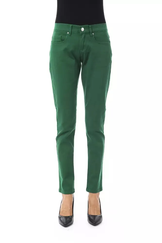 Green Cotton Women Slim Pant sold by Louxly