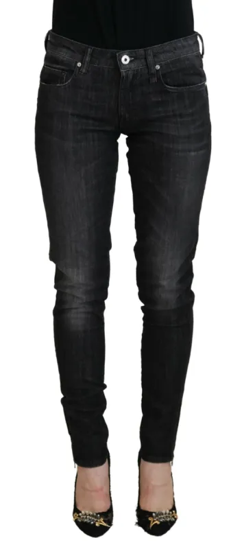 Chic Black Low Waist Skinny Jeans made by Fiorucci