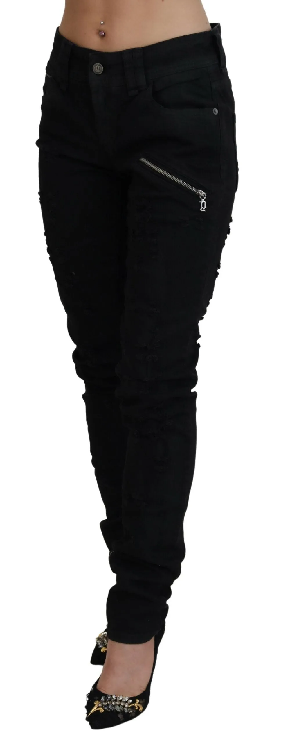 Chic Mid Waist Flared Black Jeans sold by Louxly product image thumbnail 2