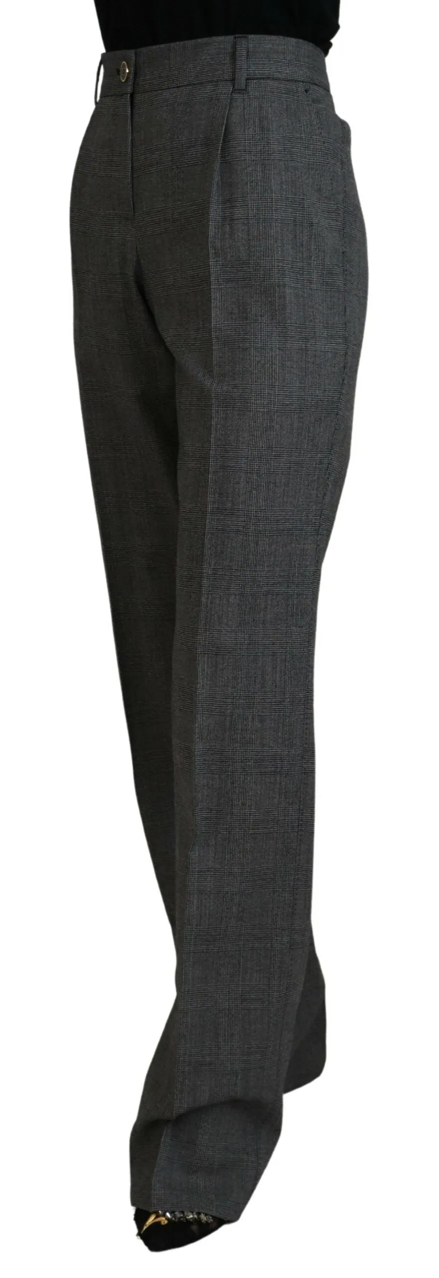 High-Waist Plaid Virgin Wool Pants sold by Louxly product image thumbnail 2