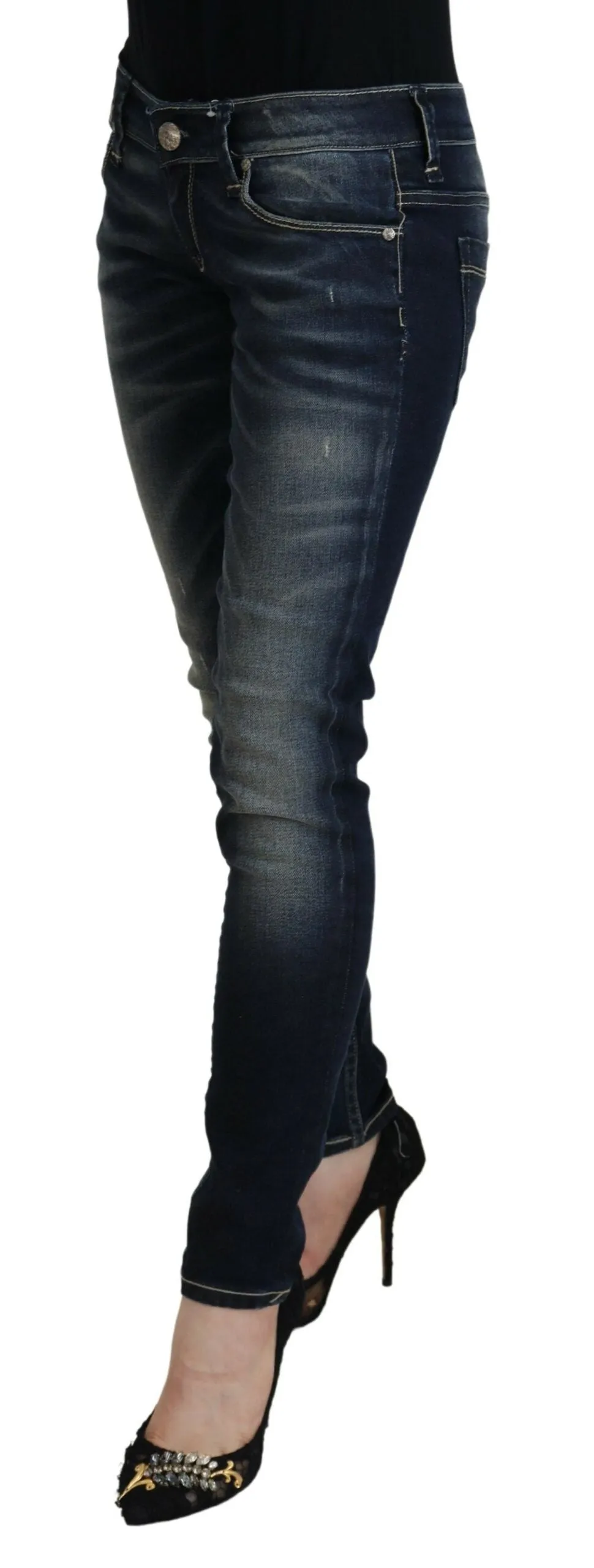 Chic Blue Washed Skinny Low Waist Jeans sold by Louxly product image thumbnail 2