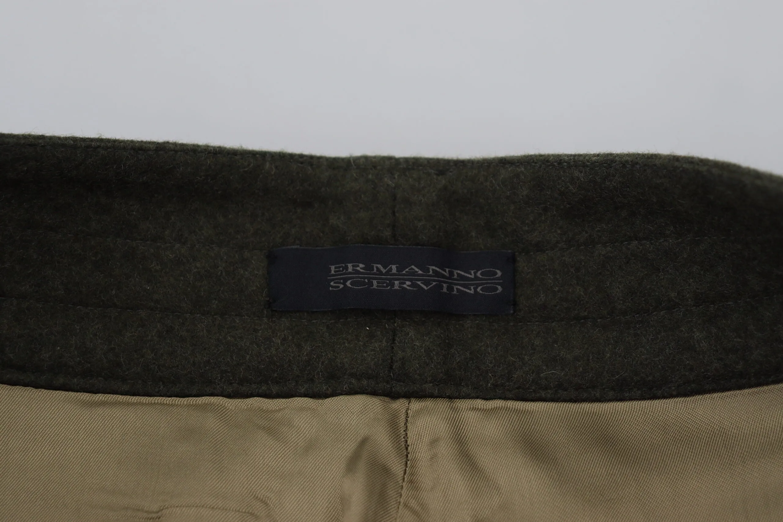 Elegant Tapered Green Wool-Blend Pants sold by Louxly product image thumbnail 5