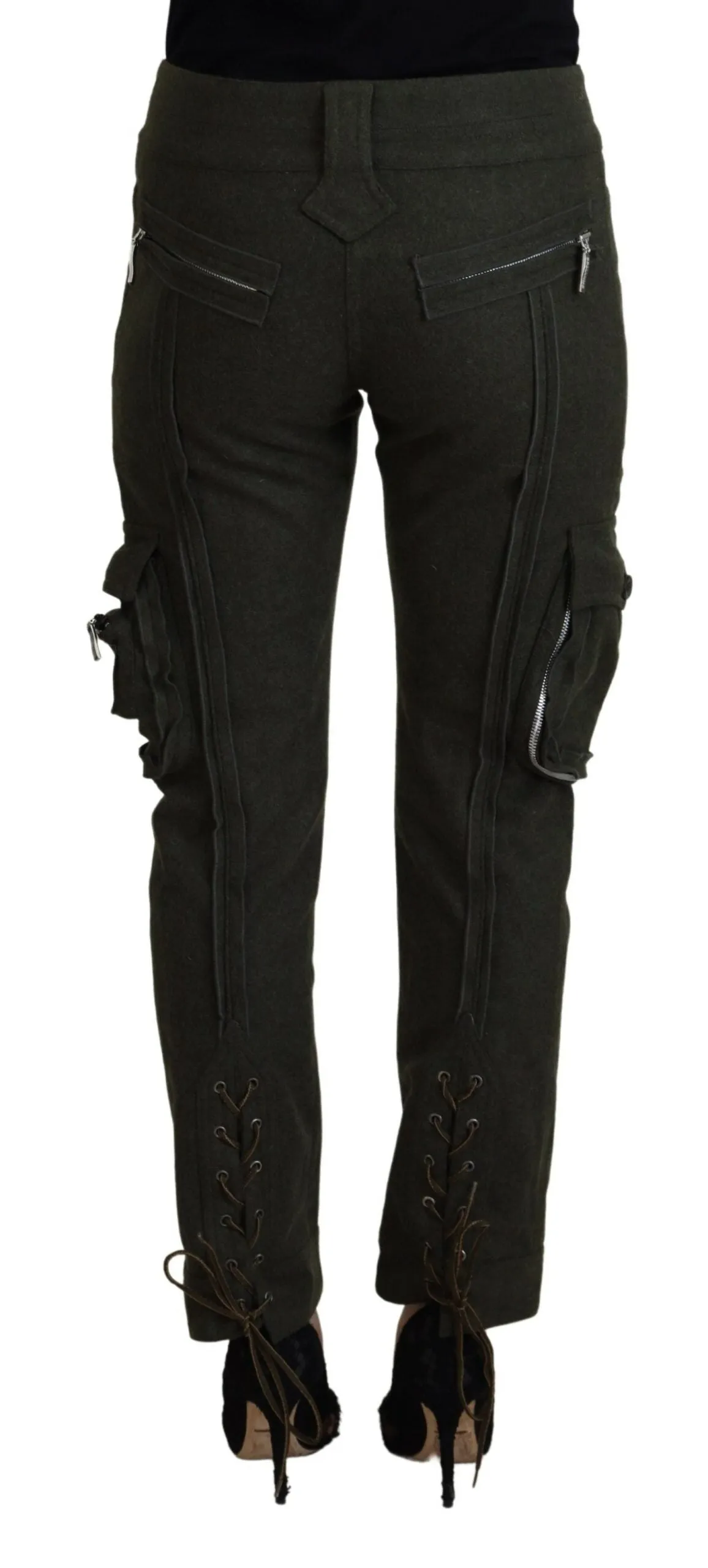 Elegant Tapered Green Wool-Blend Pants sold by Louxly product image thumbnail 3