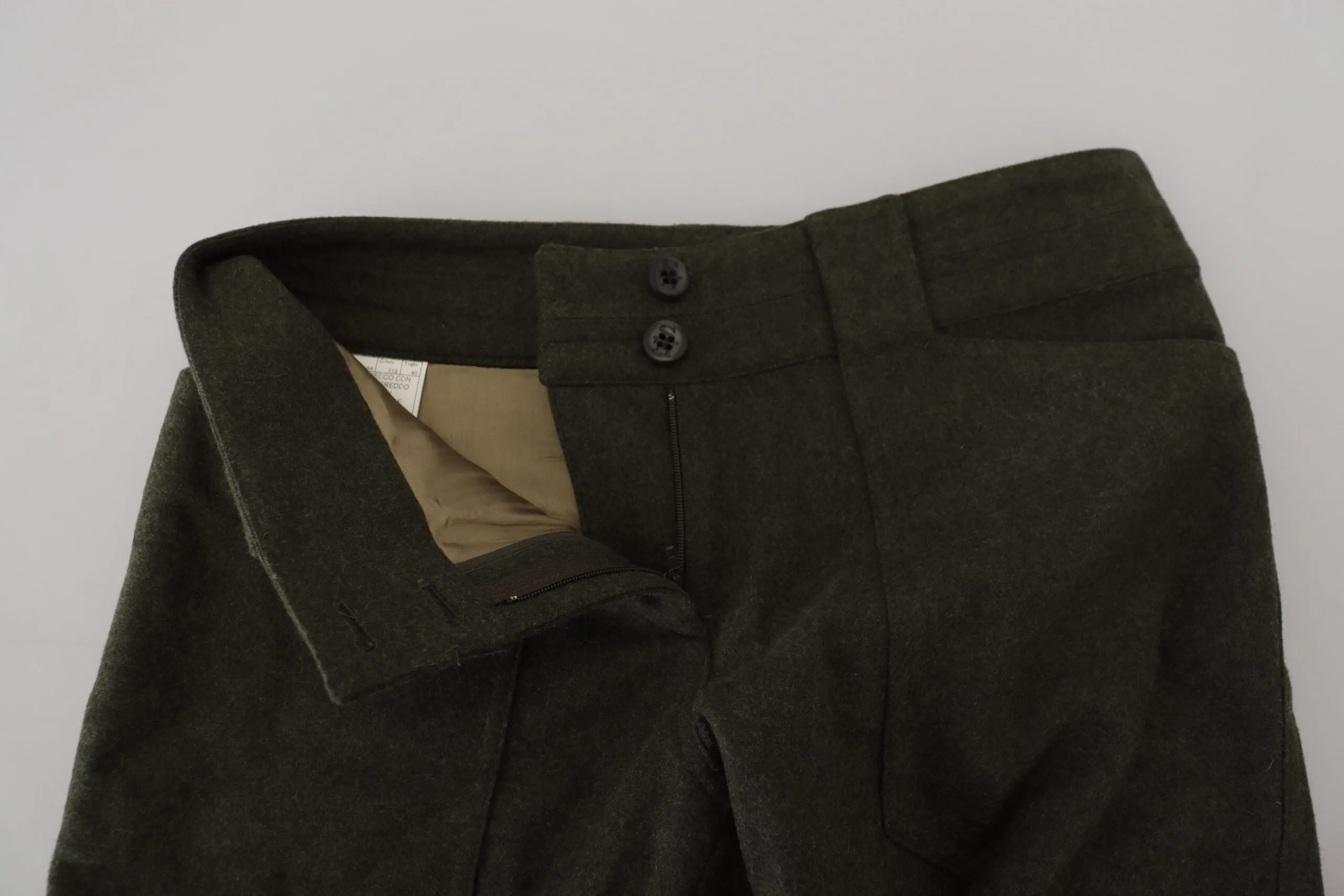 Elegant Tapered Green Wool-Blend Pants sold by Louxly product image thumbnail 4