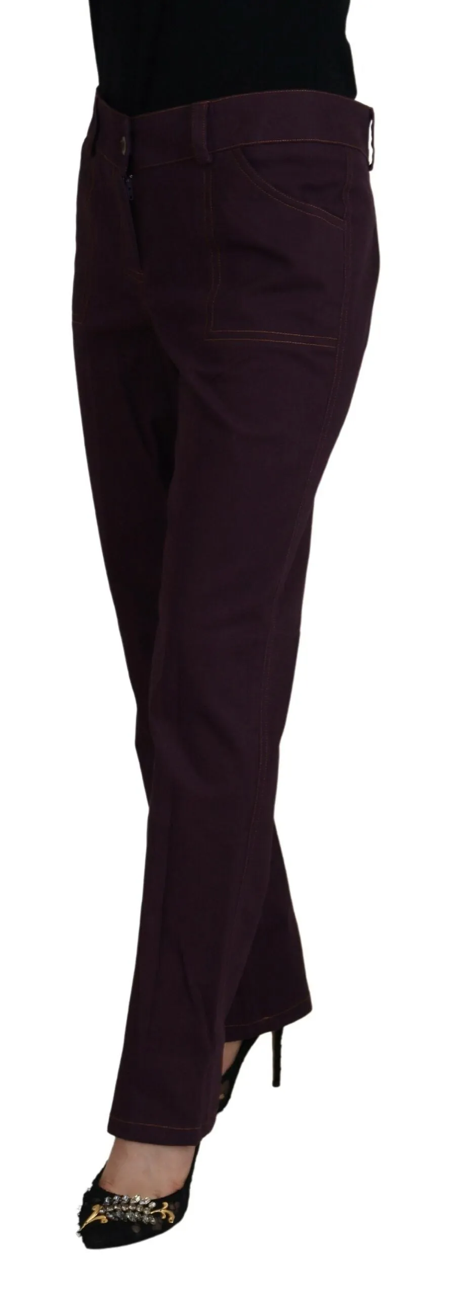 Elegant Tapered Purple Cotton Pants sold by Louxly product image thumbnail 2