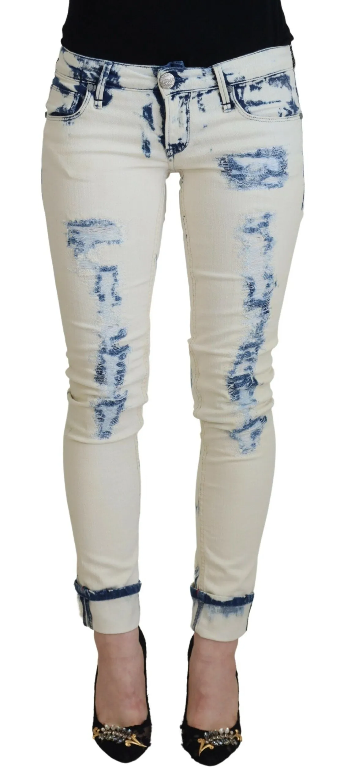 Chic Low Waist Tattered Skinny Jeans sold by Louxly