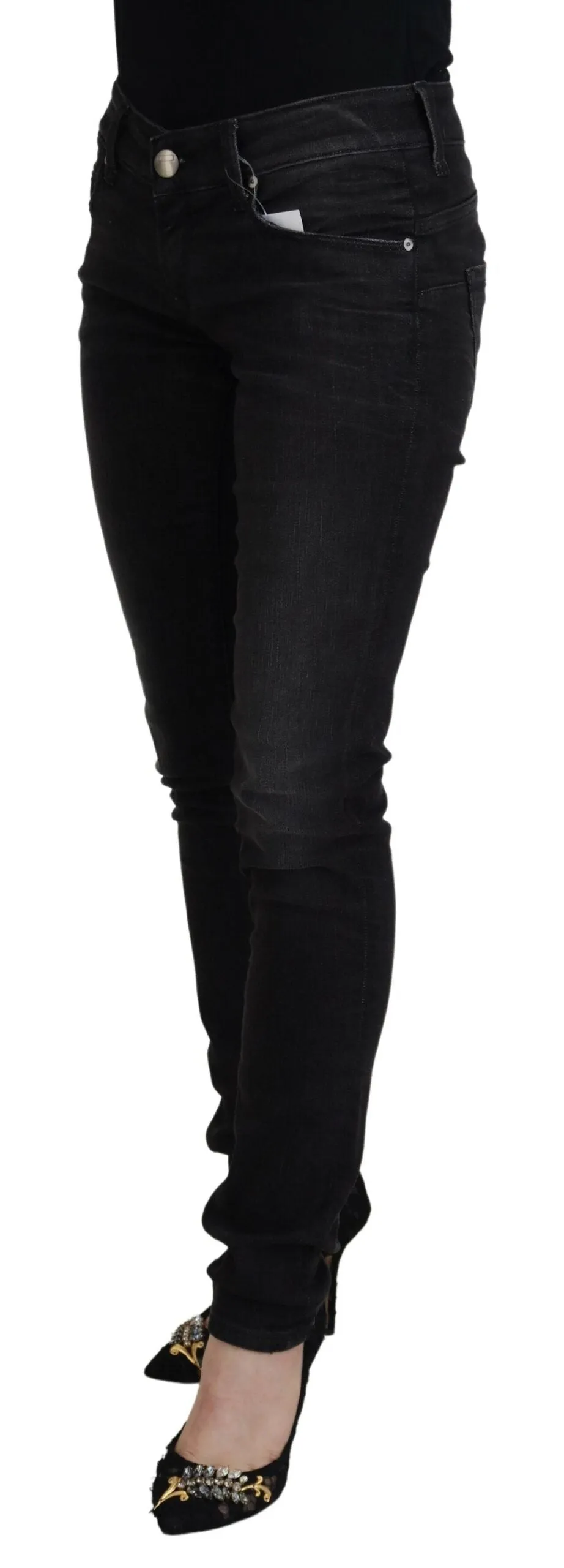 Chic Black Low Waist Straight Leg Jeans sold by Louxly product image thumbnail 2