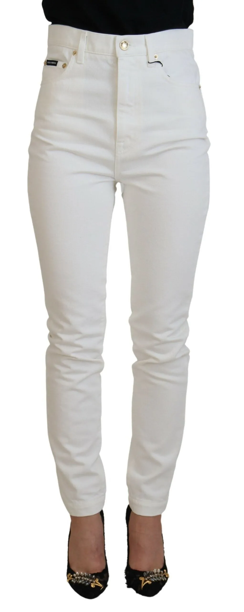 Svelte High Waist Slim Jeans in Off White sold by Louxly