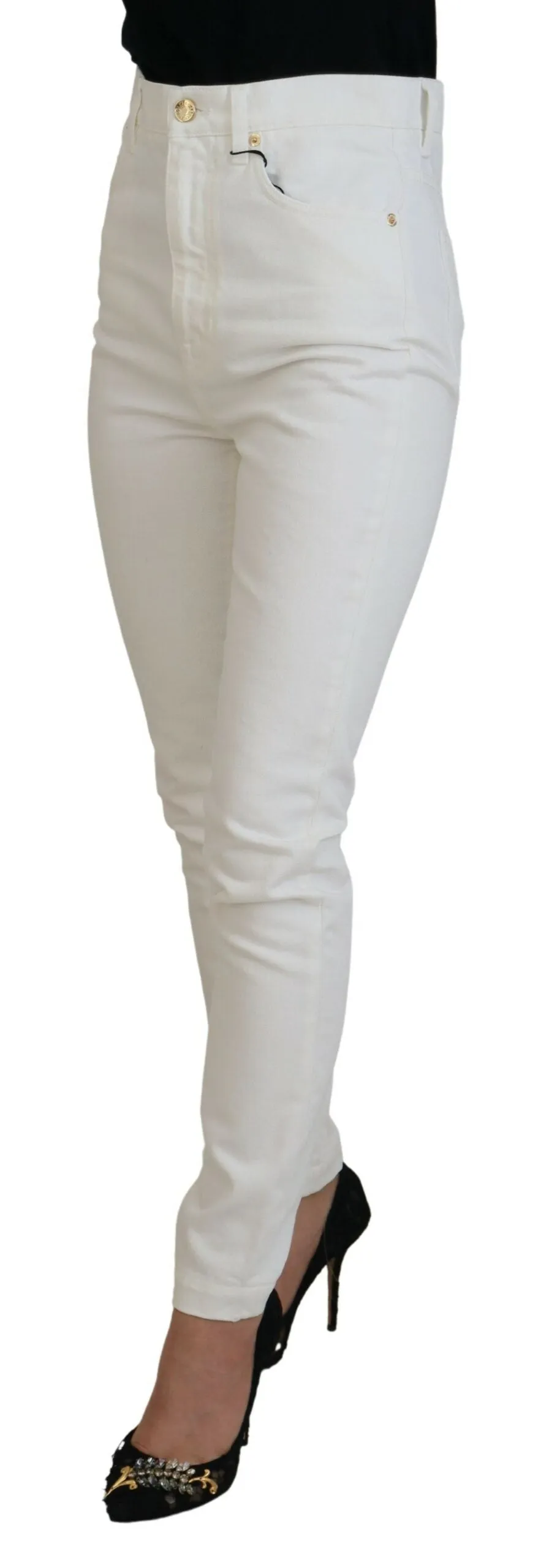 Svelte High Waist Slim Jeans in Off White sold by Louxly product image thumbnail 2