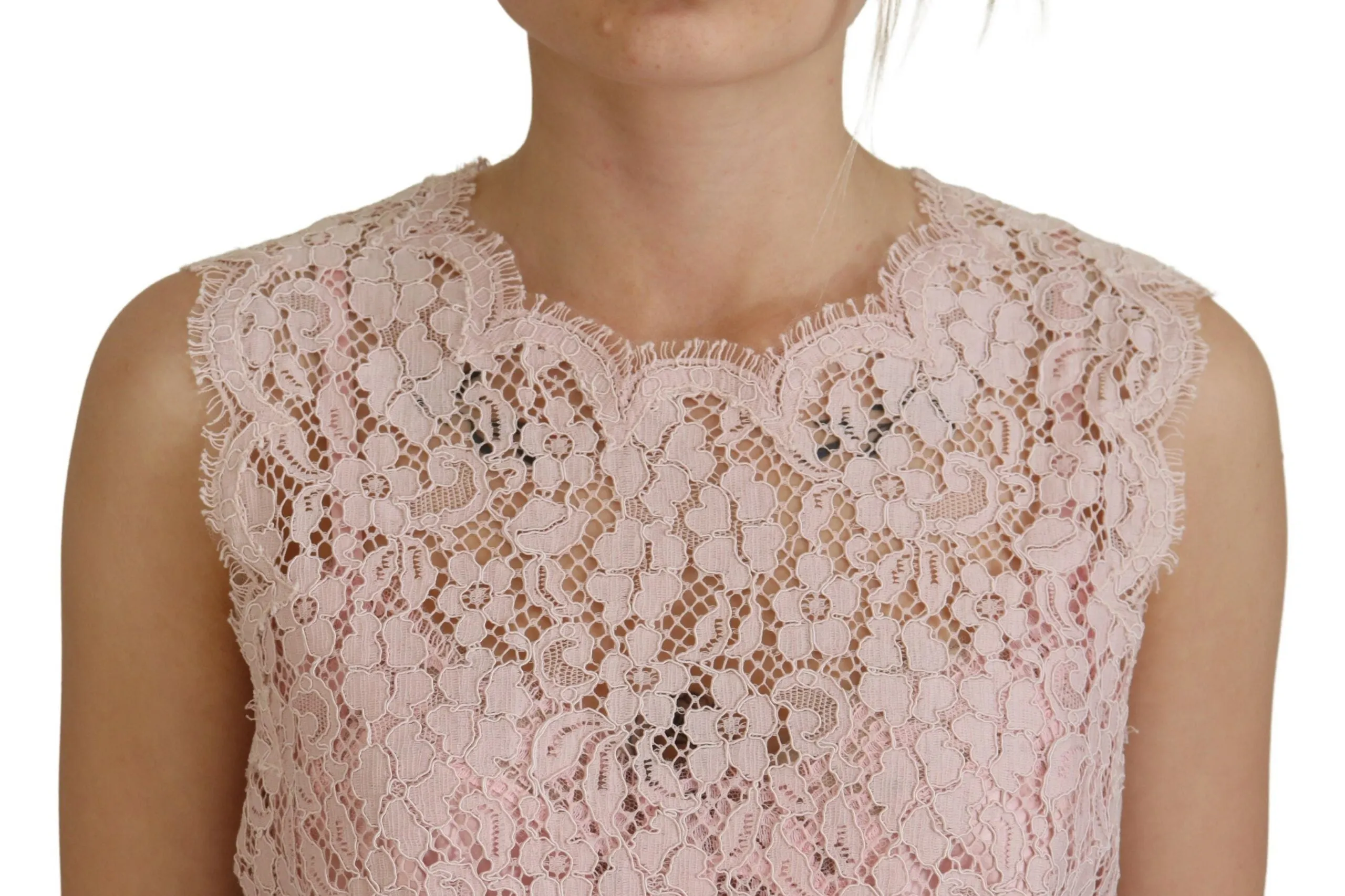 Elegant Sheer Lace Sleeveless Blouse in Pink sold by Louxly product image thumbnail 4