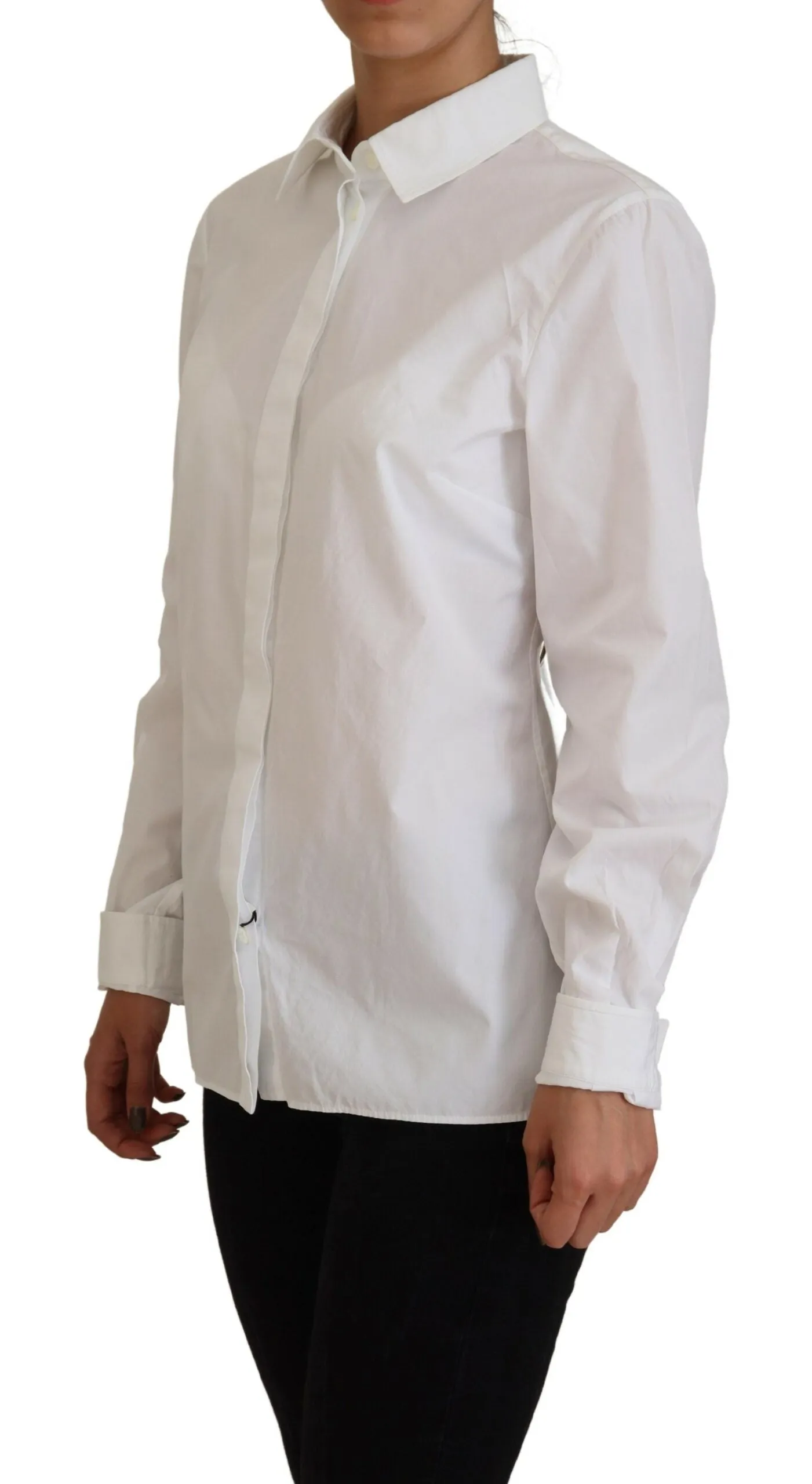 Elegant White Cotton Button-Up Top sold by Louxly product image thumbnail 2