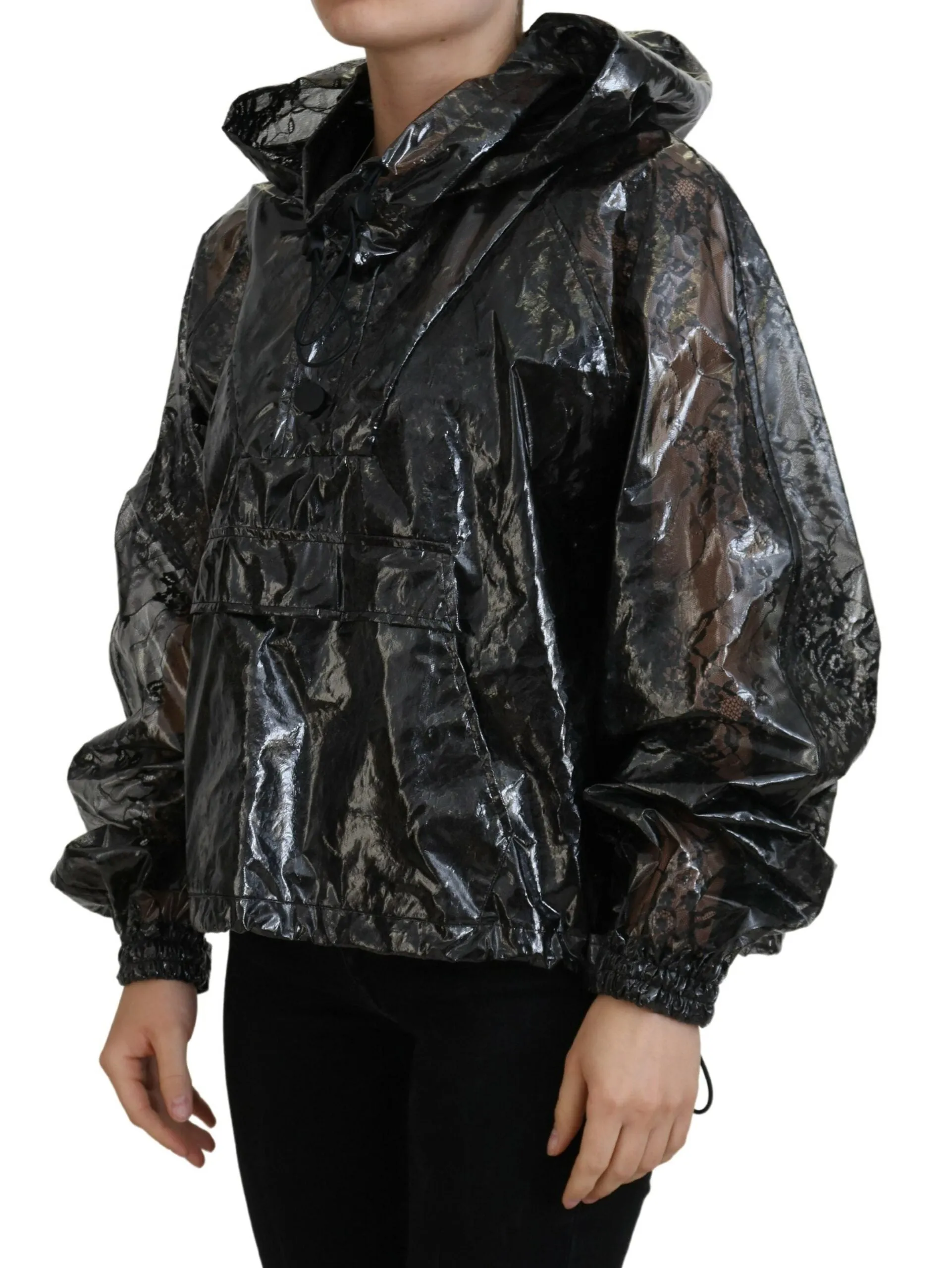 Elegant Designer Black Nylon Pullover Jacket sold by Louxly product image thumbnail 2