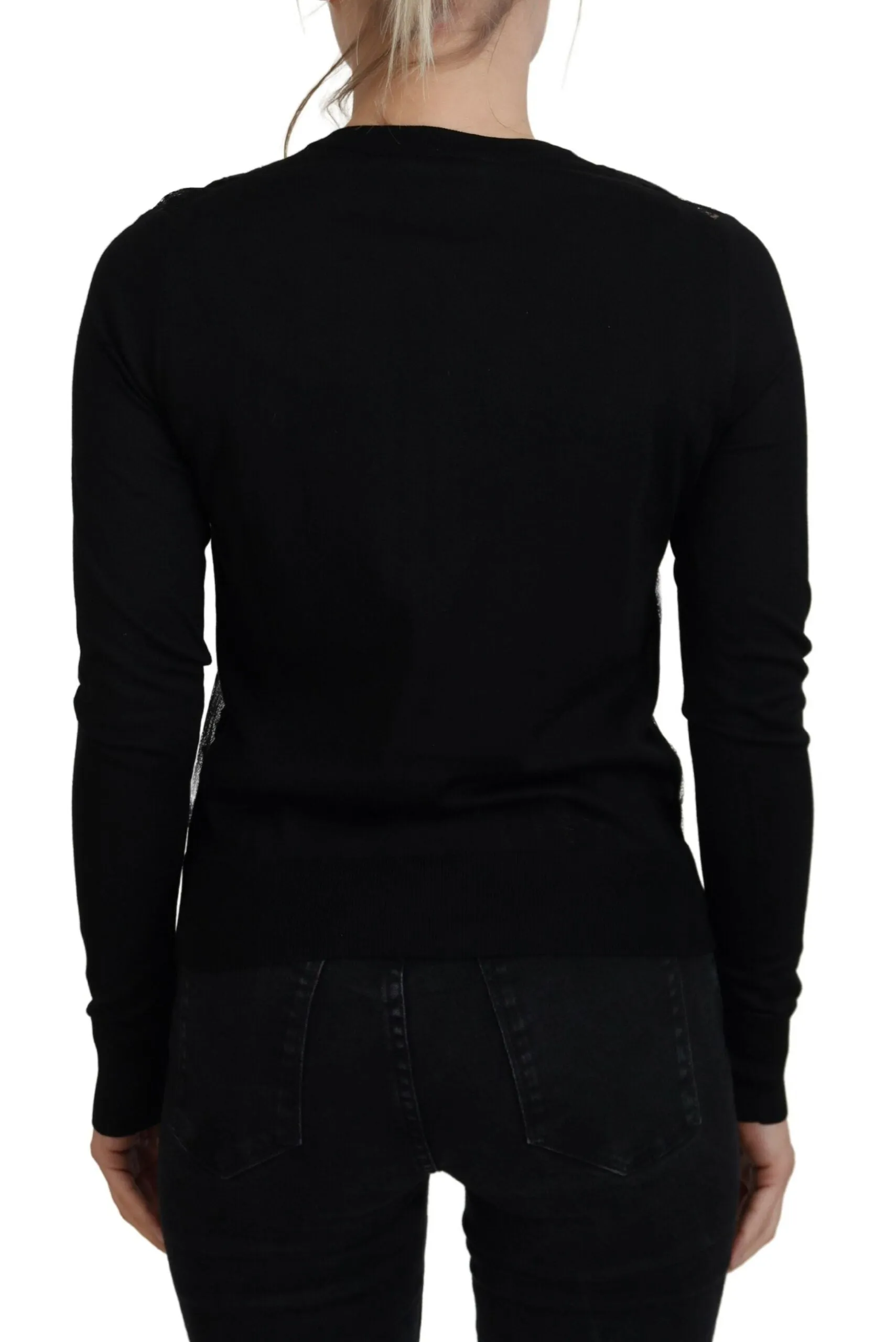 Elegant Black Floral Lace Cardigan Sweater sold by Louxly product image thumbnail 3