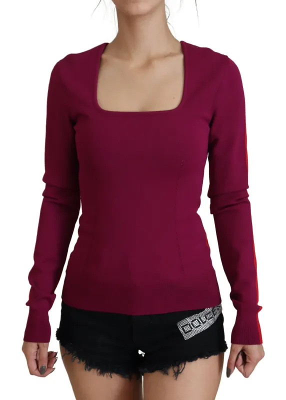 Multicolor Square Neck Pullover Sweater sold by Louxly