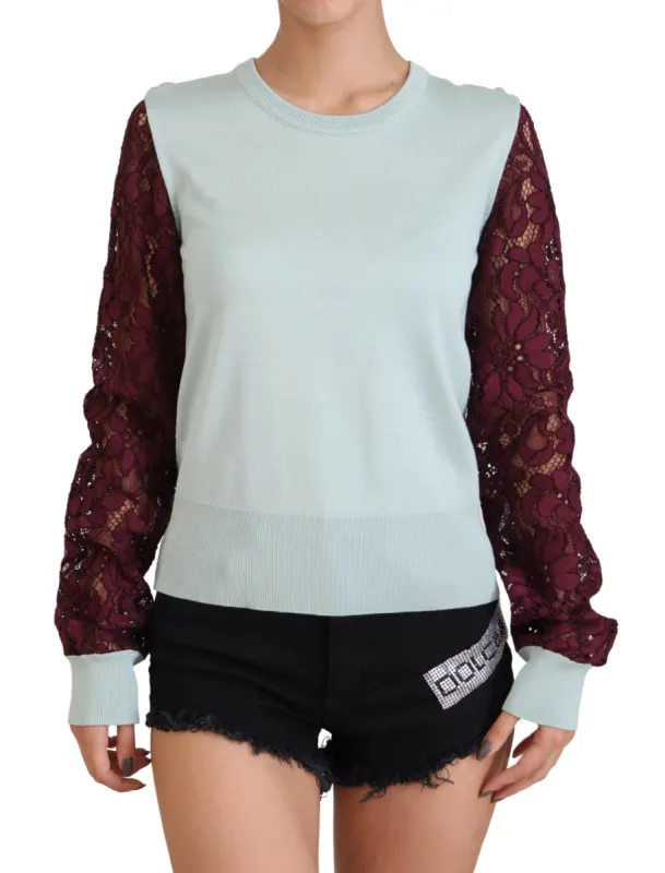 Elegant Multicolor Lace Silk Blend Sweater sold by Louxly