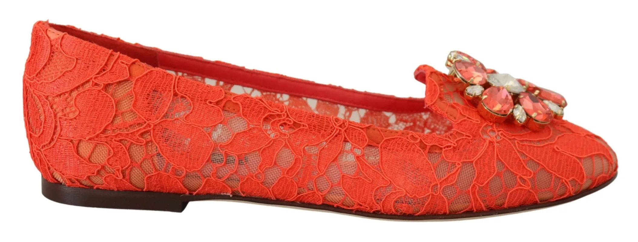 Elegant Lace Vally Flats in Coral Red sold by Louxly