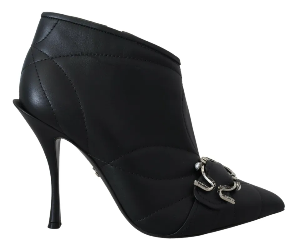 Elegant Black Quilted Leather Booties sold by Louxly