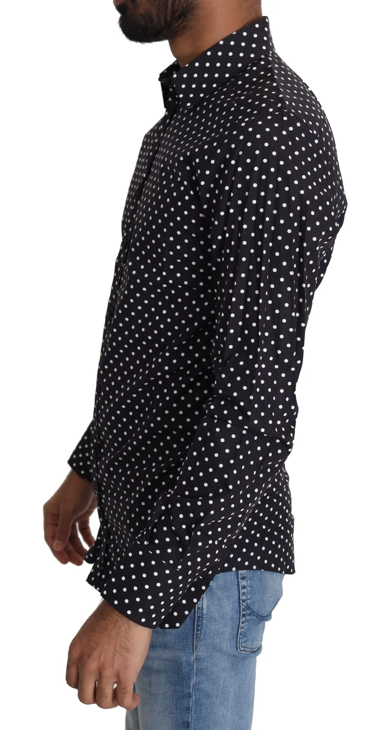 Elegant Polka Dot Men's Long Sleeve Shirt sold by Louxly product image thumbnail 4
