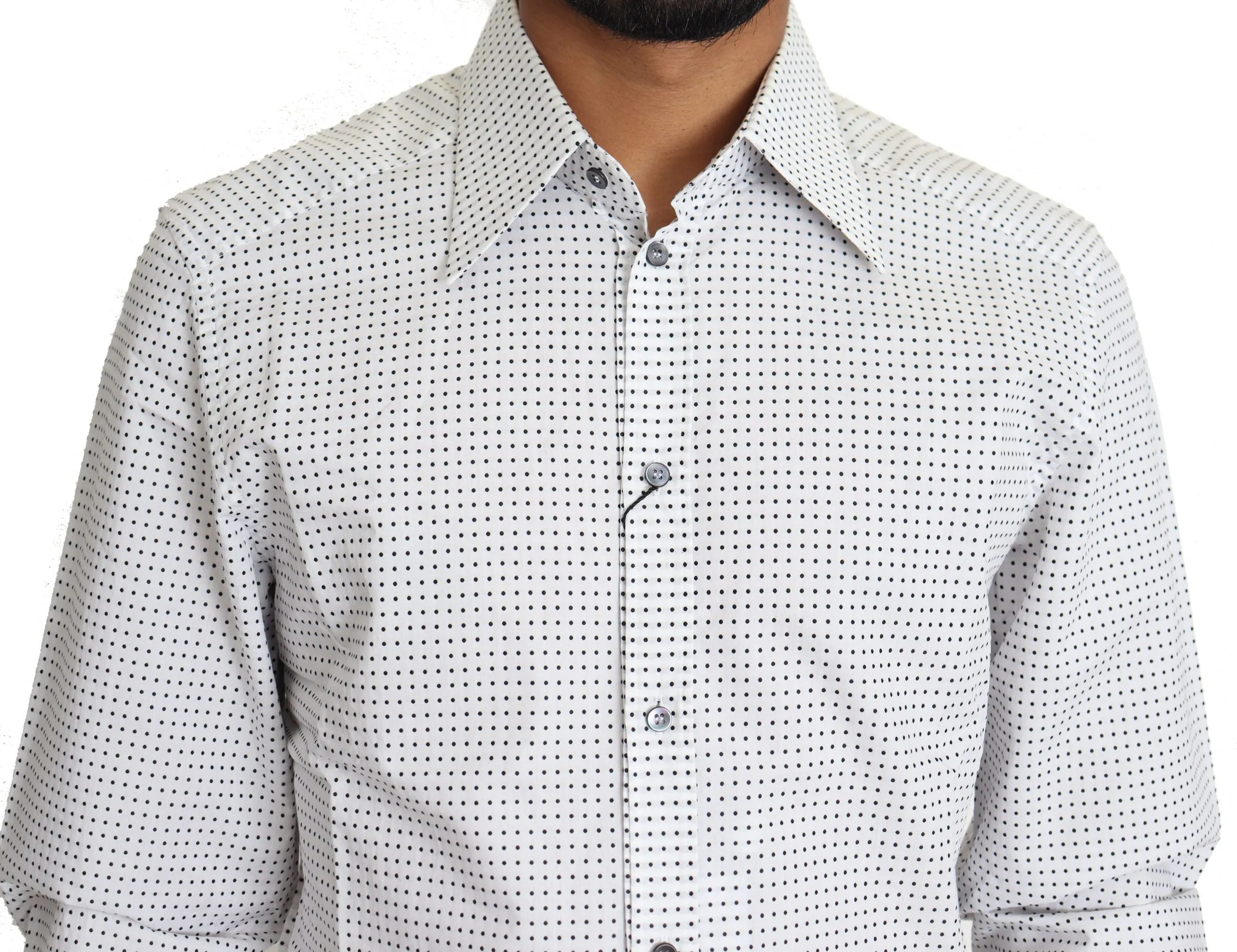 Elegant Slim Fit Polka Dot Dress Shirt sold by Louxly product image thumbnail 3